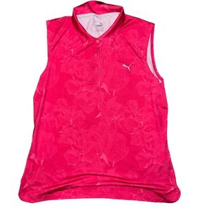 Puma Golf Pink Bloom Sleeveless Pink Collared Tank Top (size XL)
